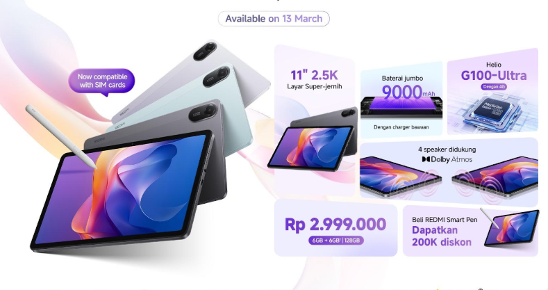 Harga REDMI Pad 2 4G, Resmi Meluncur di Indonesia dengan Kapasitas Baterai Jumbo