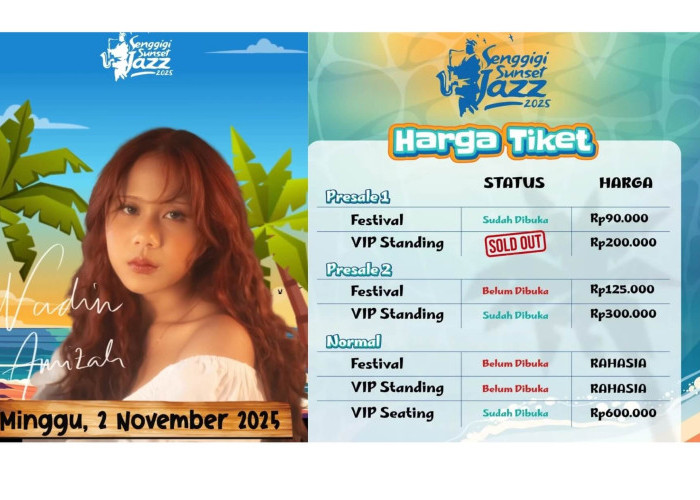 Nadin Amizah Ikut Meriahkan Senggigi Sunset Jazz 2025, Cek Harga Tiketnya Disini!